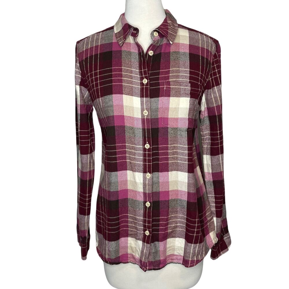 GH Bass Womens Size S Button Up Shirt Flannel Plaid Top Fall Gorp Cabincore